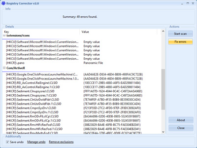 Registry Corrector - поиск проблем и исправление ошибок в реестре Windows